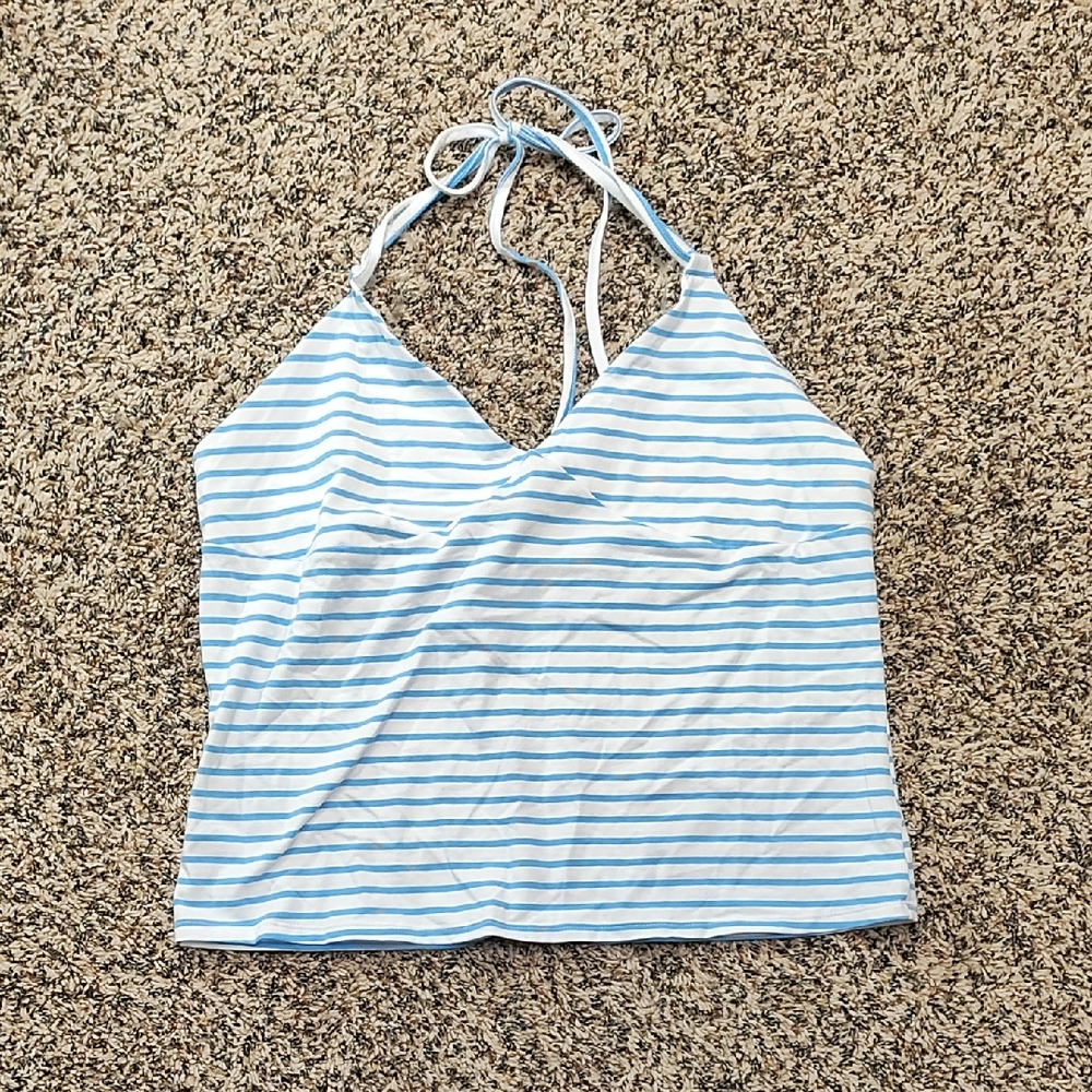 Wild Fable | Blue and White Striped Halter Top